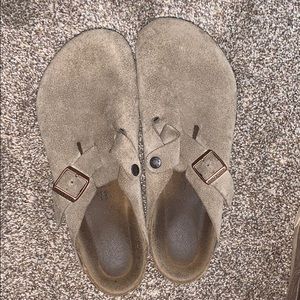 Tan suede Birkenstock clogs size 10